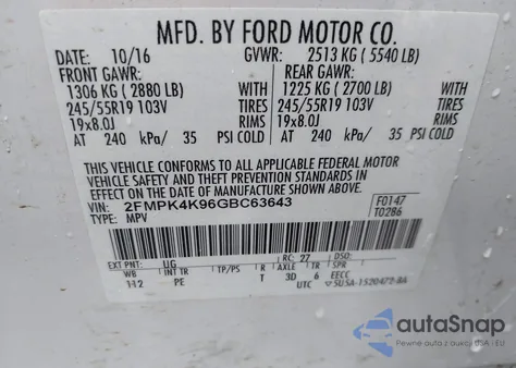 2016 Ford Edge Titanium из США, поврежденный, VIN 2FMPK4K96GBC63643